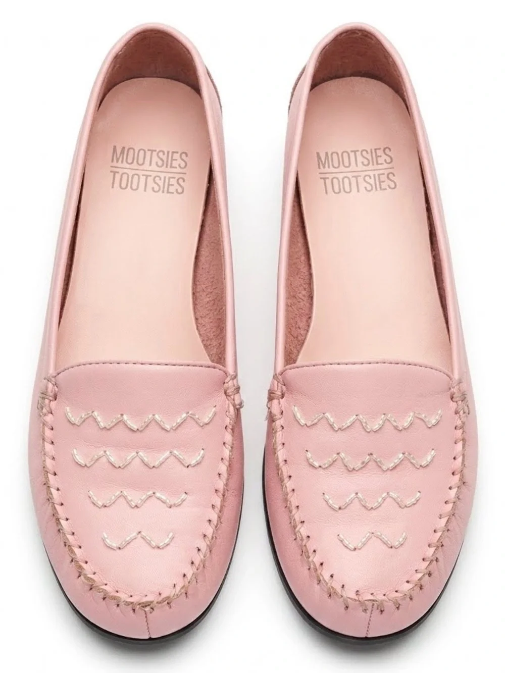 Mootsies Tootsies Light Pink Leather Loafers – Beaded Embellished – 6.5M